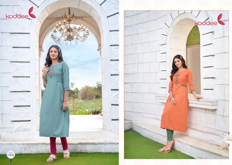 Koodee Janvi Heavy Rayon Wholesale Fancy Kurtis Catalog — Wholesale Kurtis, MPA wholesale from Surat - Gallery Image 3